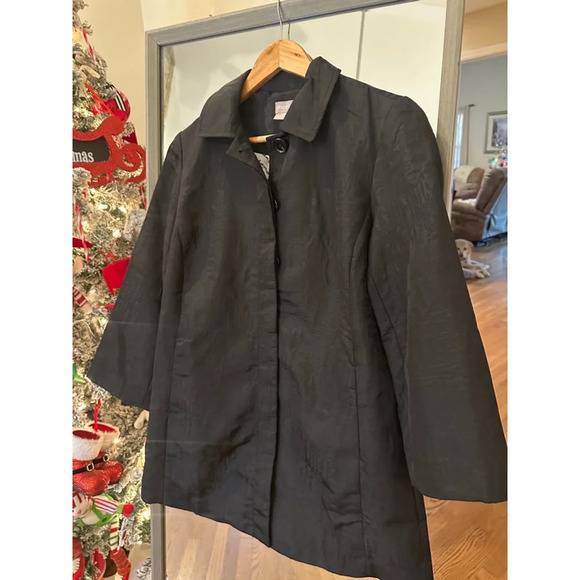 Chico's Jacquard Trench Coat Black Size 0 - Picture 6 of 7